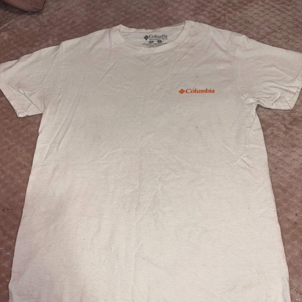 Columbia White and Orange Men's Short Sleeve Tee